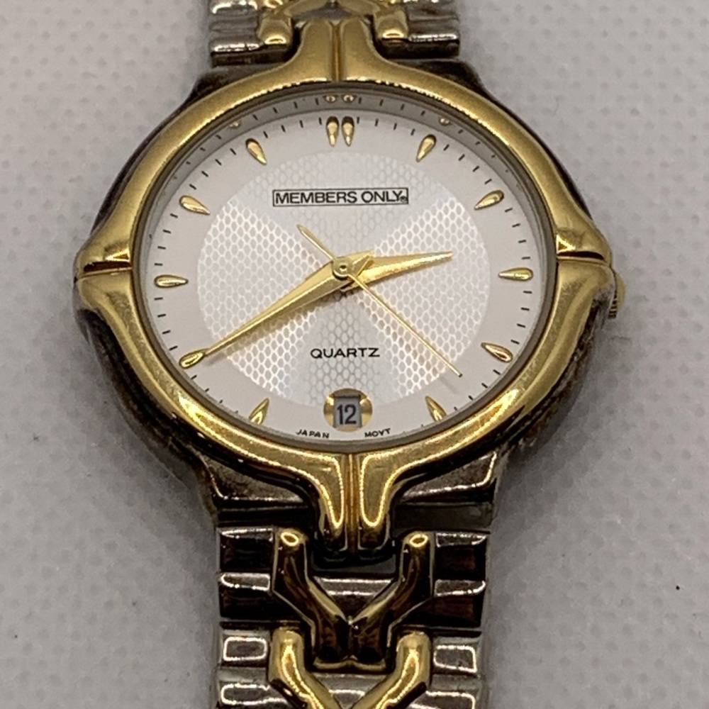 Members Only Vintage Two Tone Date Window Bracelet Watch